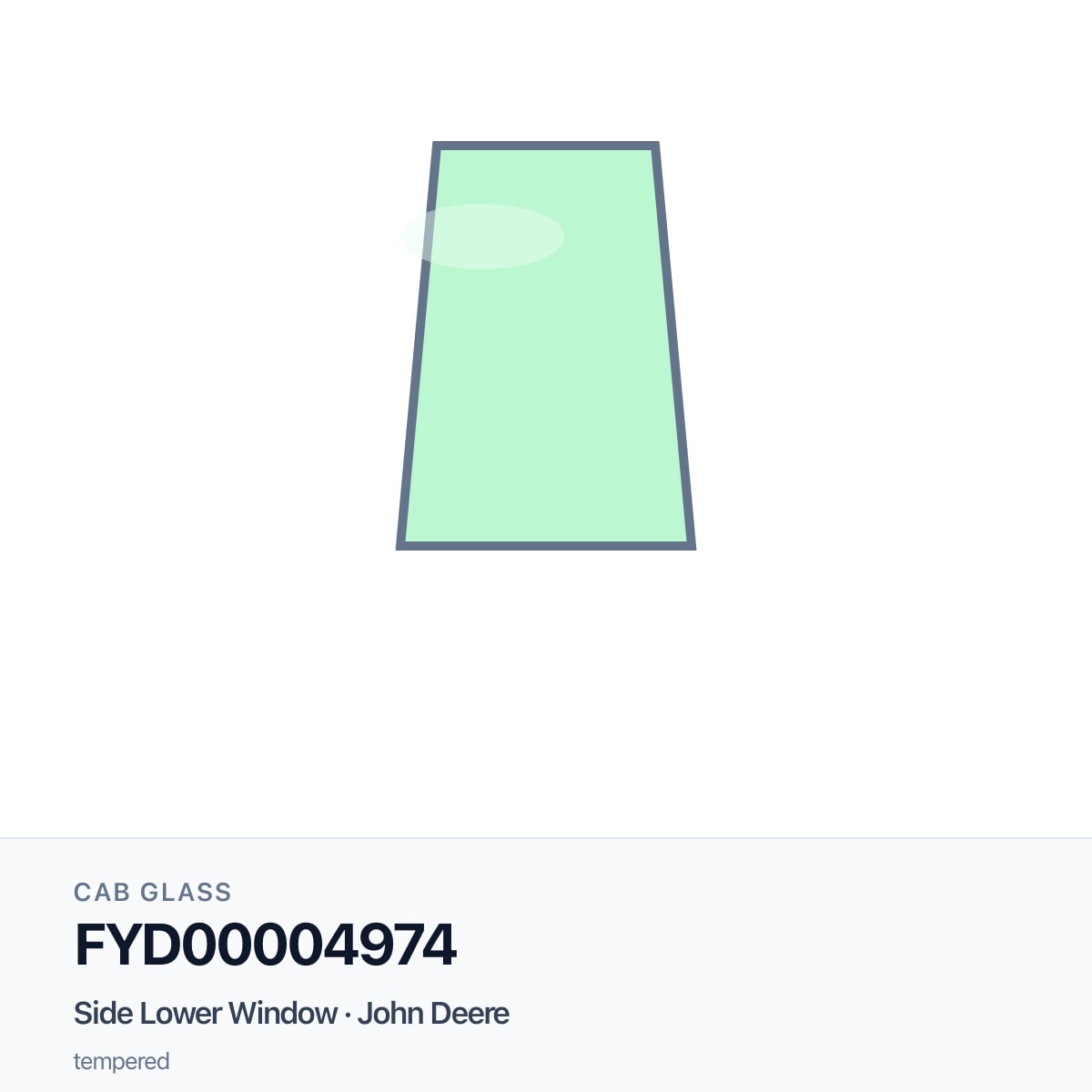 John Deere FYD00004974 Side Lower Window
